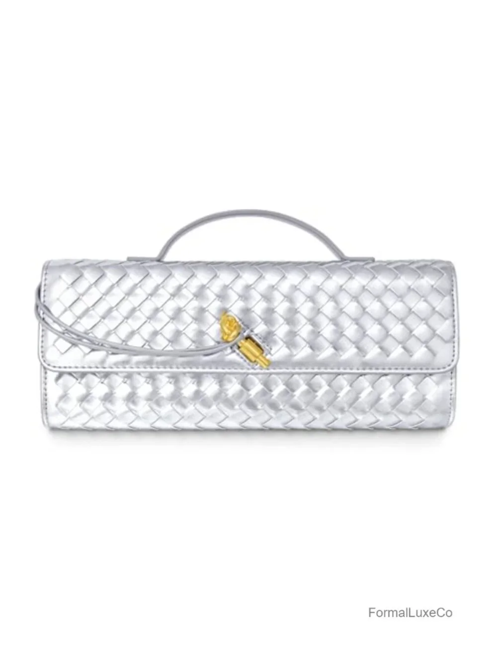 Woven Faux Leather Evening Clutch Crossbody Bag with Adjustable Strap